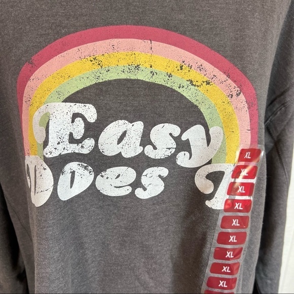 NEW Wildfox Easy Does It Statement Sweatshirt Gray and Rainbow XL - Picture 2 of 11